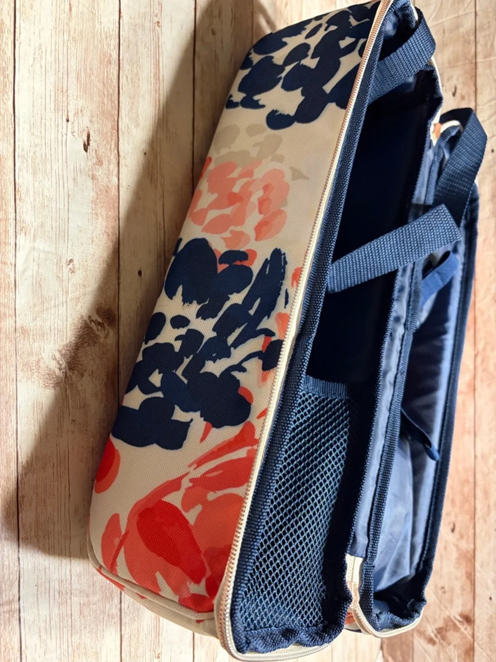 Happy Glamper Picnic Set with Floral Cooler, Glasses & Orange Napkins